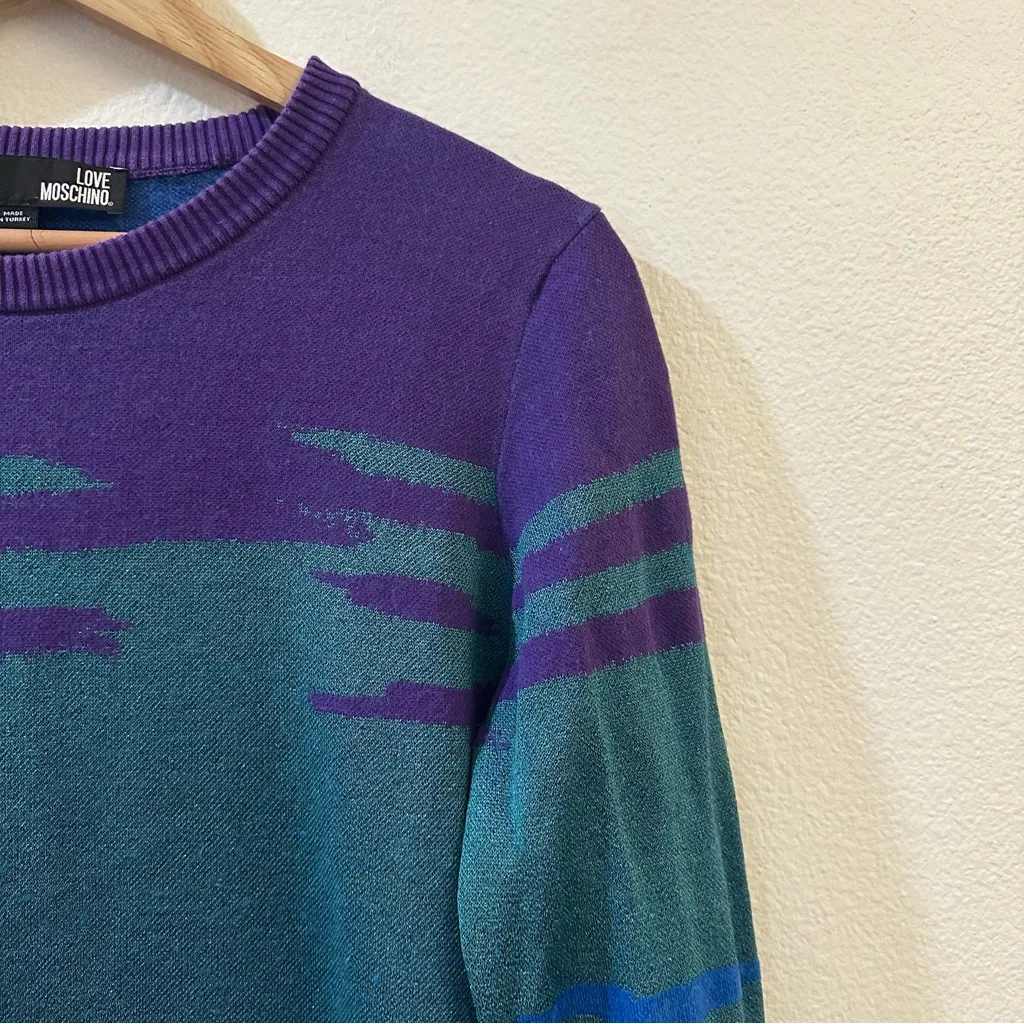 Love Moschino Women's Colorblock Long Sleeve Ribbed Knit Sweater Dress Size 10 - Image 3