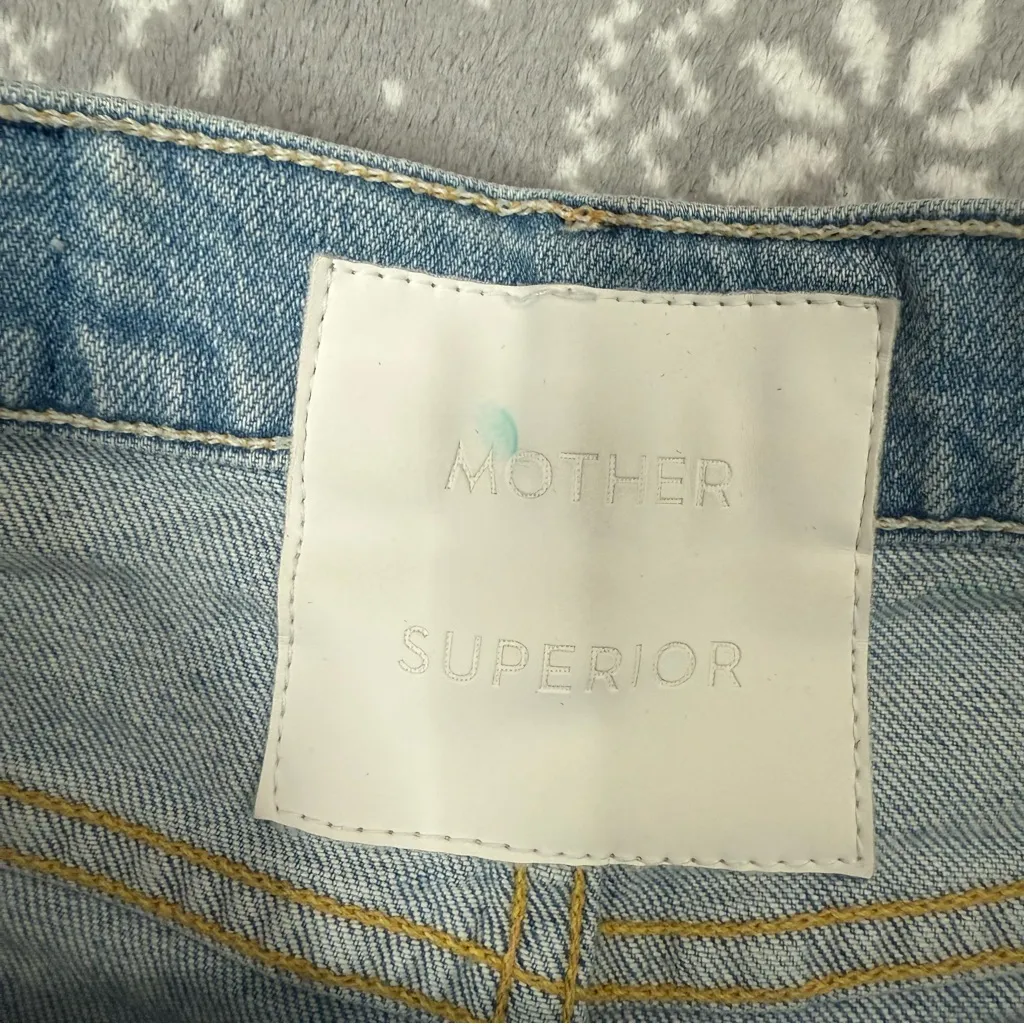 NWOT MOTHER‎ Superior Easy Does It Shorts Thanks Again Racer Wash Size 23 Blue - Image 7