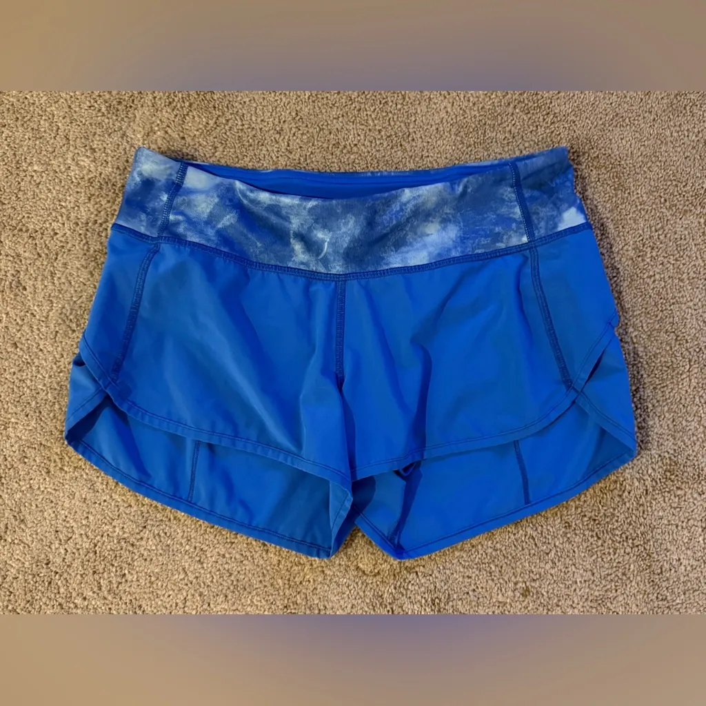 2016 Lululemon Speed Short 2.5” Pipe Dream Blue Tidal Trip Waistband Rare Sz 4 - Image 8