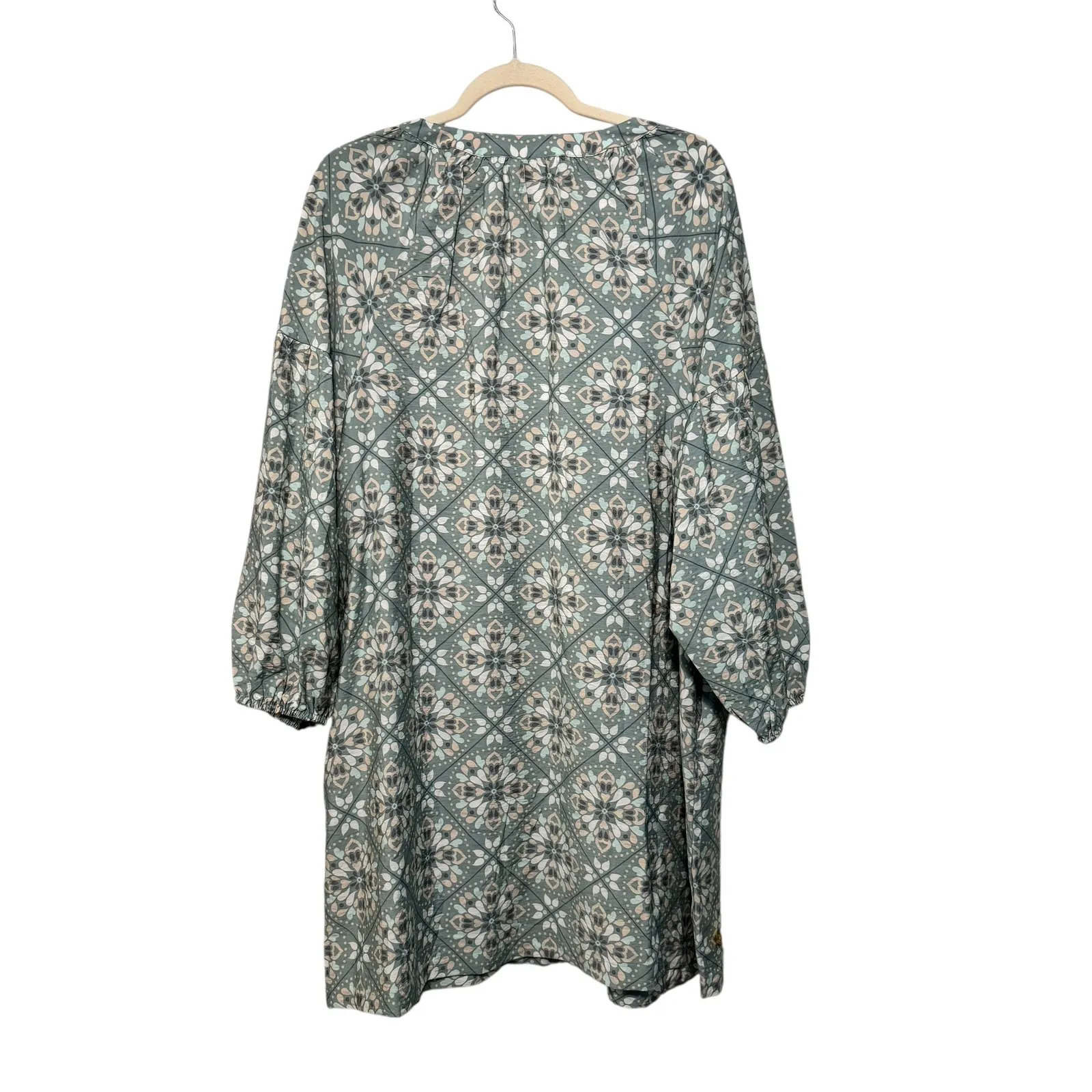 LOFT Outlet Women's XL Green Floral Print 3/4 Sleeve V - Image 8