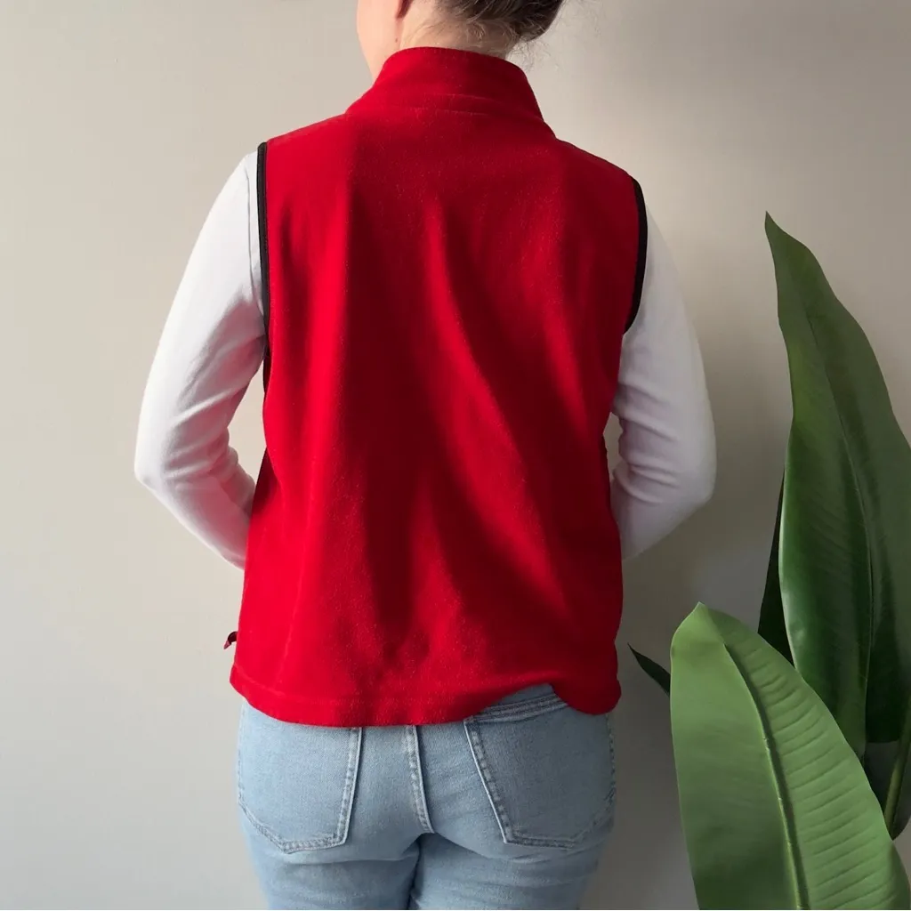 Vintage Northern Reflections 90s Red Fleece Vest Fill Zip Sleeveless Winter L - Image 2