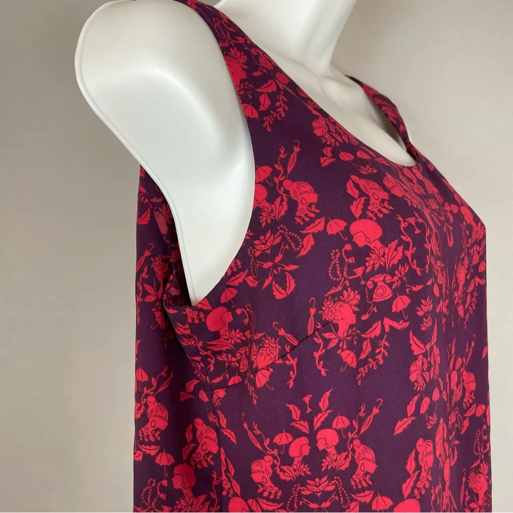 Cabi Top Cameo Print Sleeveless Blouse Red Purple Curtain Back Size‎ Small Scoop - Image 10
