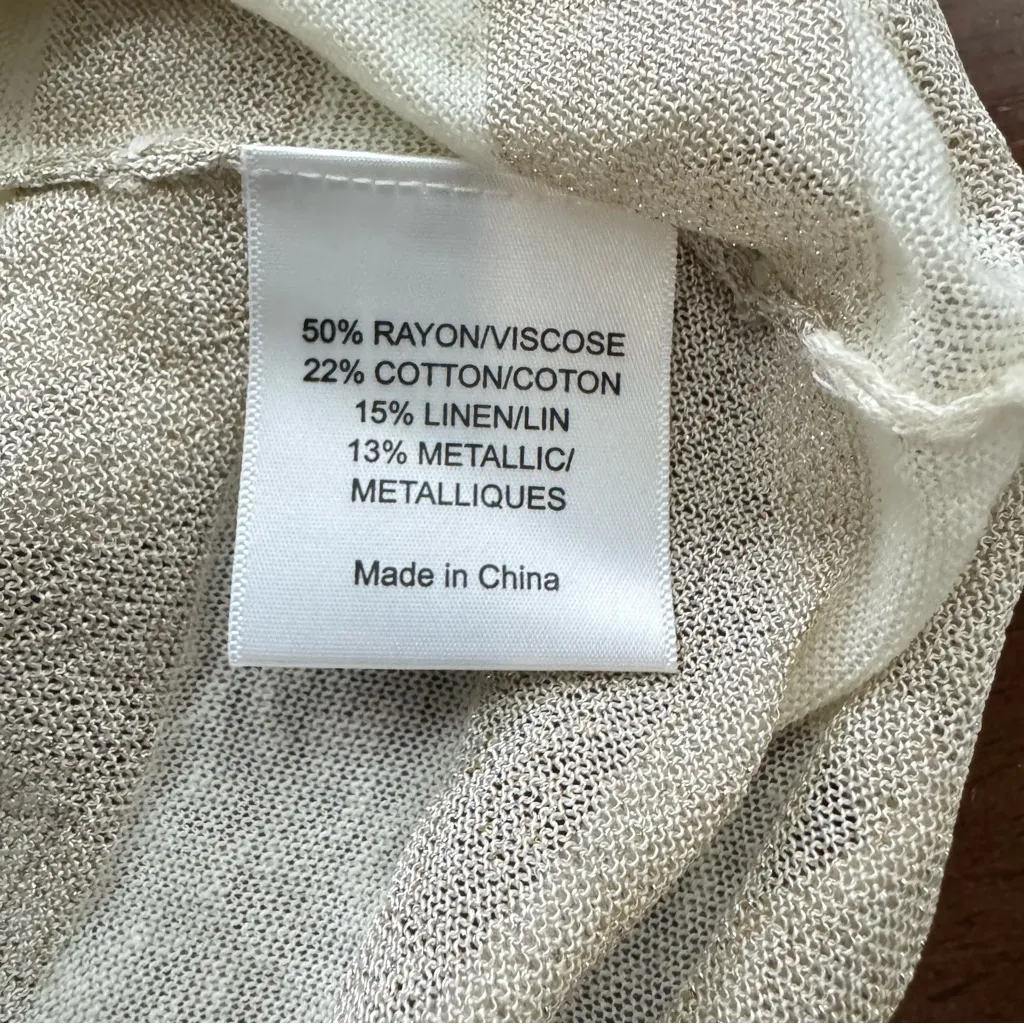 Tory Burch Metallic Stripe Knit Top Women’s M Beige Ivory 3/4 Sleeve NWT - Image 7