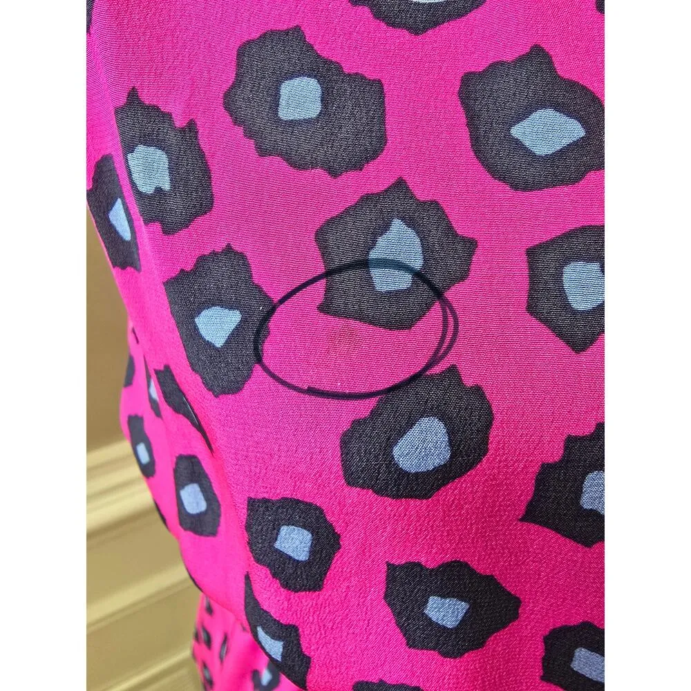 Lilly Pulitzer Blouse Top Womens Size XS Pink Silk Leopard Sleeveless Peplum Hem - Image 13