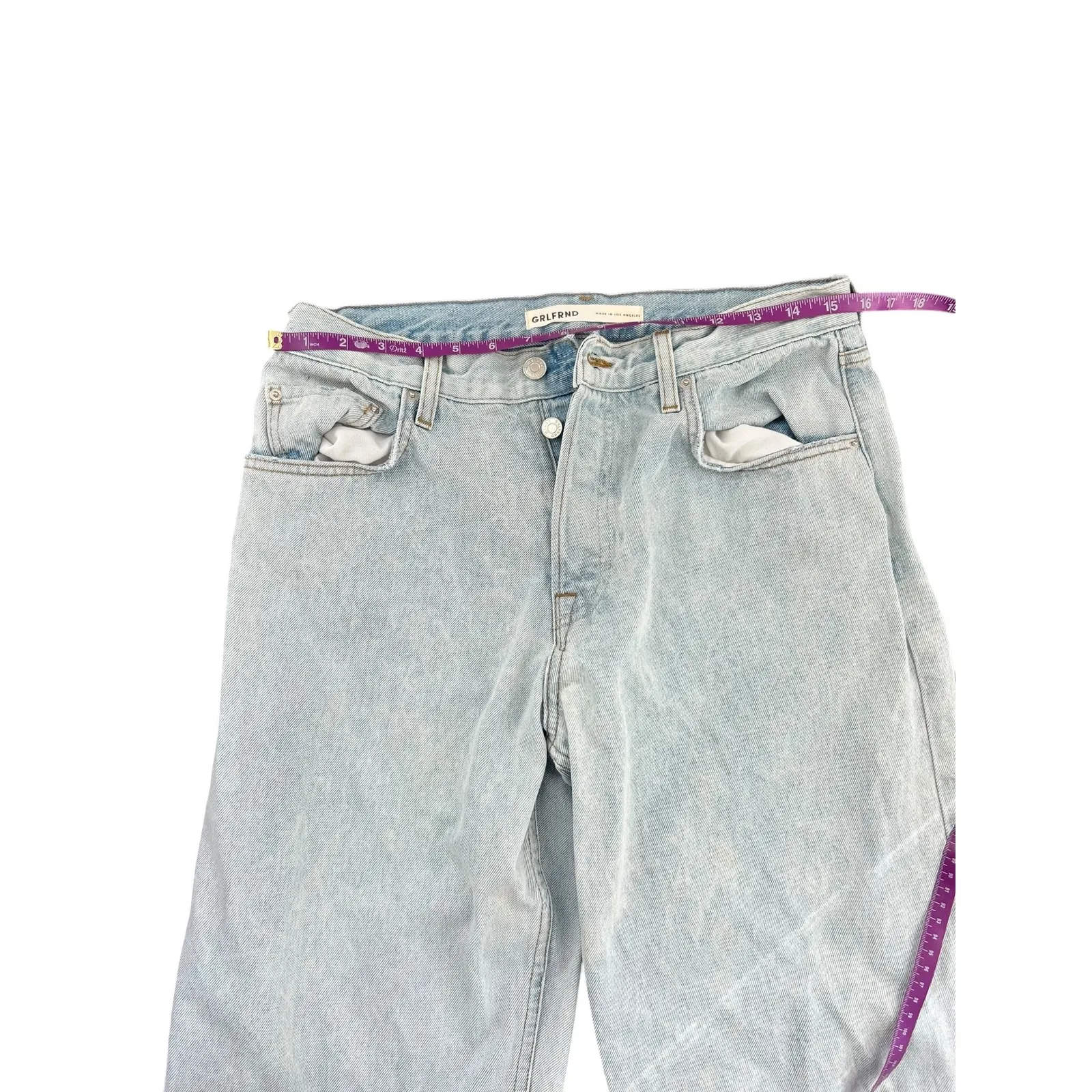 GRLFRND The Bella Low Rise Boyfriend Jeans Light Wash Distressed Echo Park 27 - Image 8