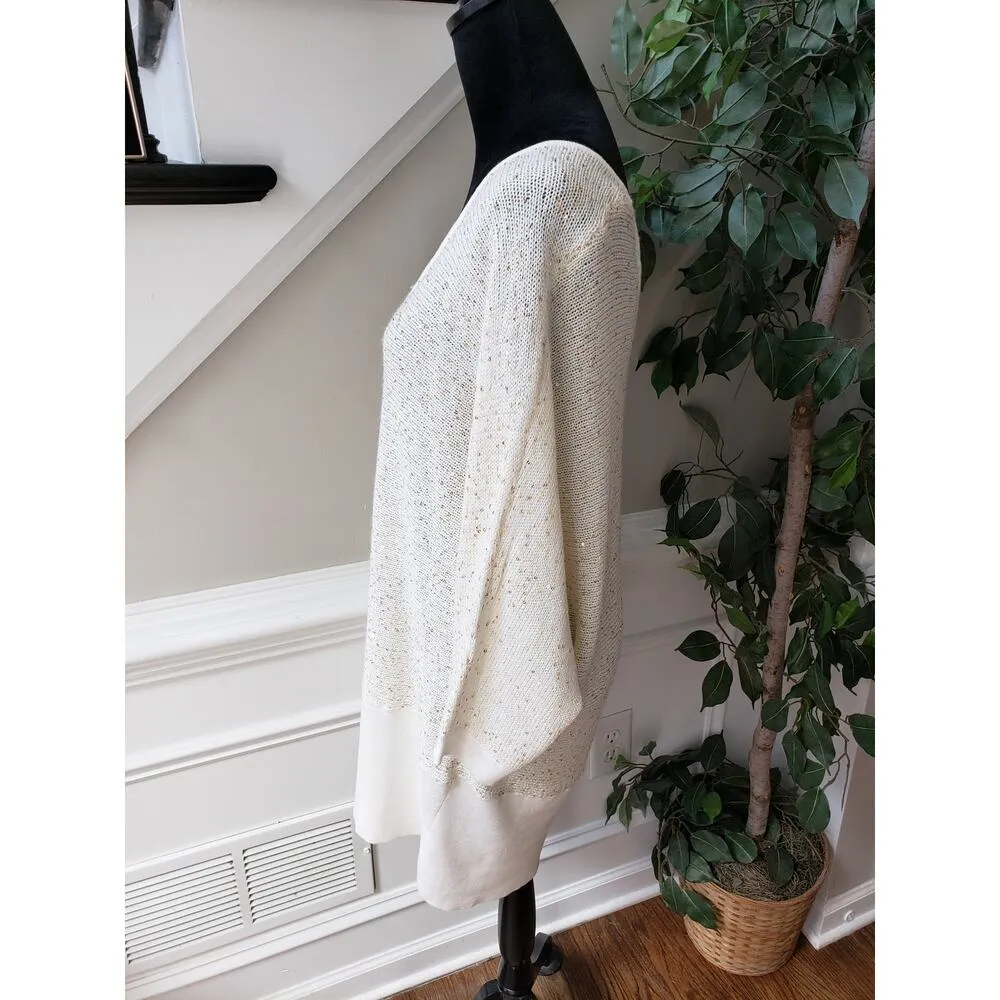 Ashley Stewart Tunic Sweater Women 18/20 White Sequin Open Knit Scoop Neck - Image 11