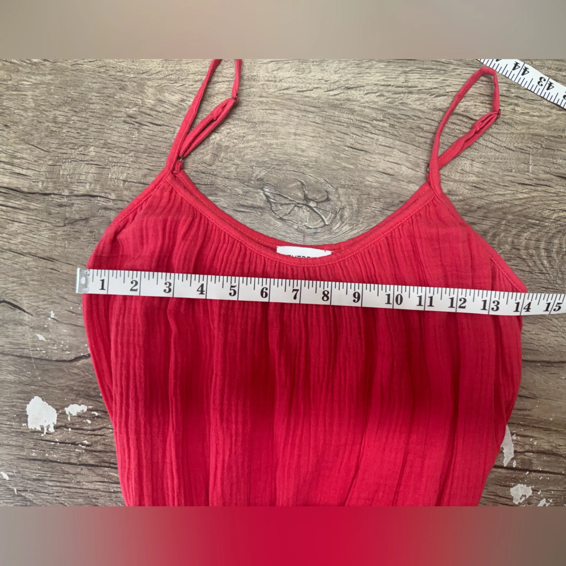 Evereve Midi Pink Dress Size Large Sleeveless Gauzey Cotton Waist Tie size S - Image 3