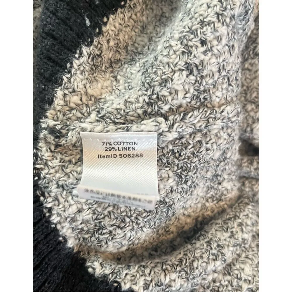 L.L Bean Signature Linen Blend Black and Gray‎ Pullover Knit Sweater Medium - Image 4