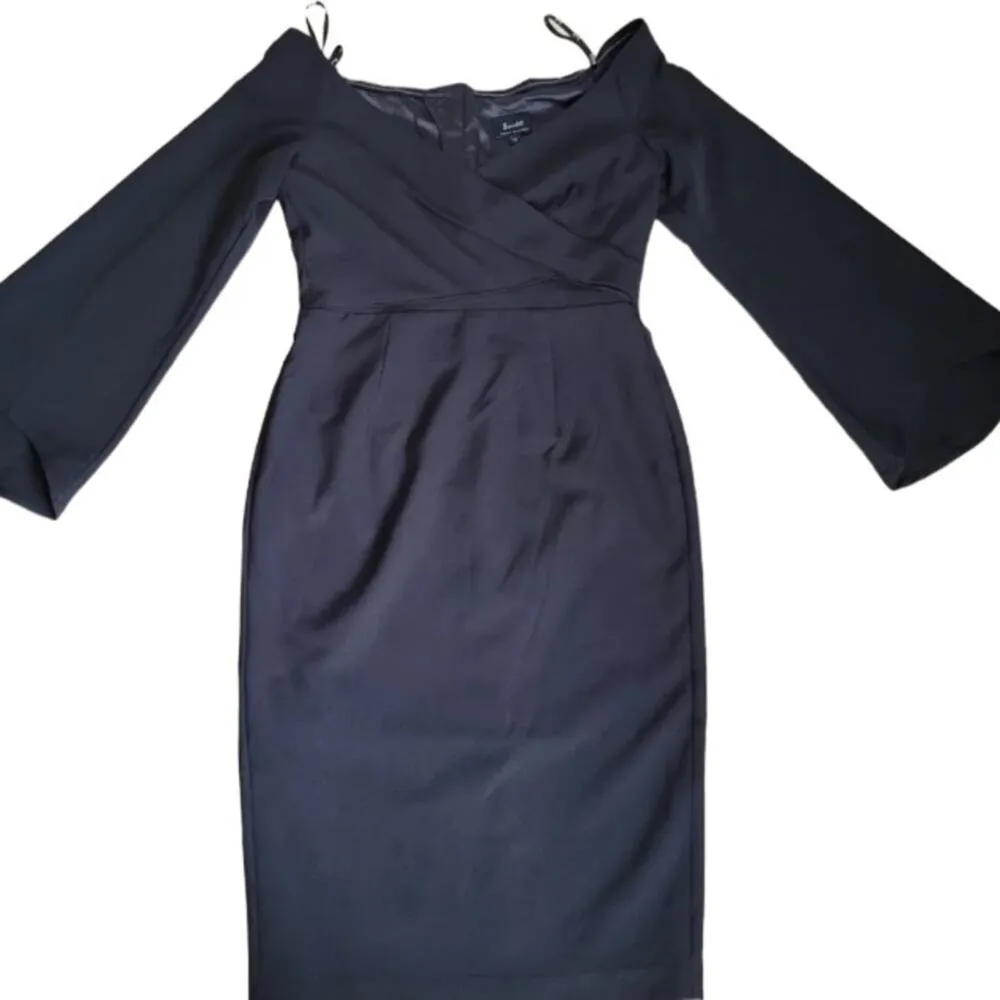 Bardot Crossover Top Bell Sleeves Black Size 6 NWT - Image 2