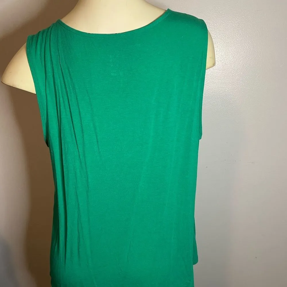 A New Day Women’s Sleeveless Green Floral Blouse Size XL - Image 2