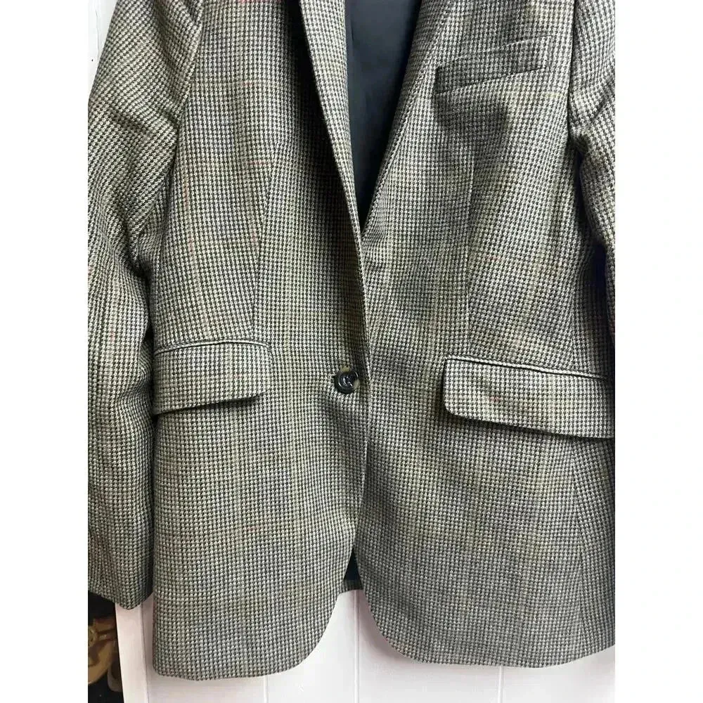 Untuckit For Her Women's Brown Tweed Blazer Size 10 Single Button - Image 2