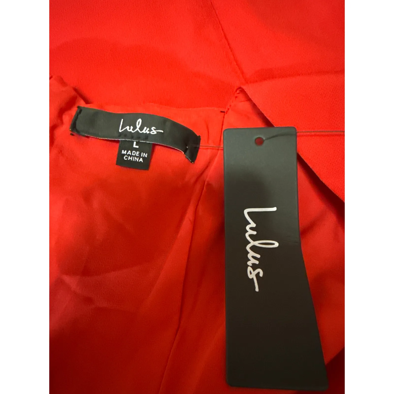 NEW Lulus Red Sleeveless Tie Bow Cami Camisole Tank Sheath Mini Dress Size L - Image 5