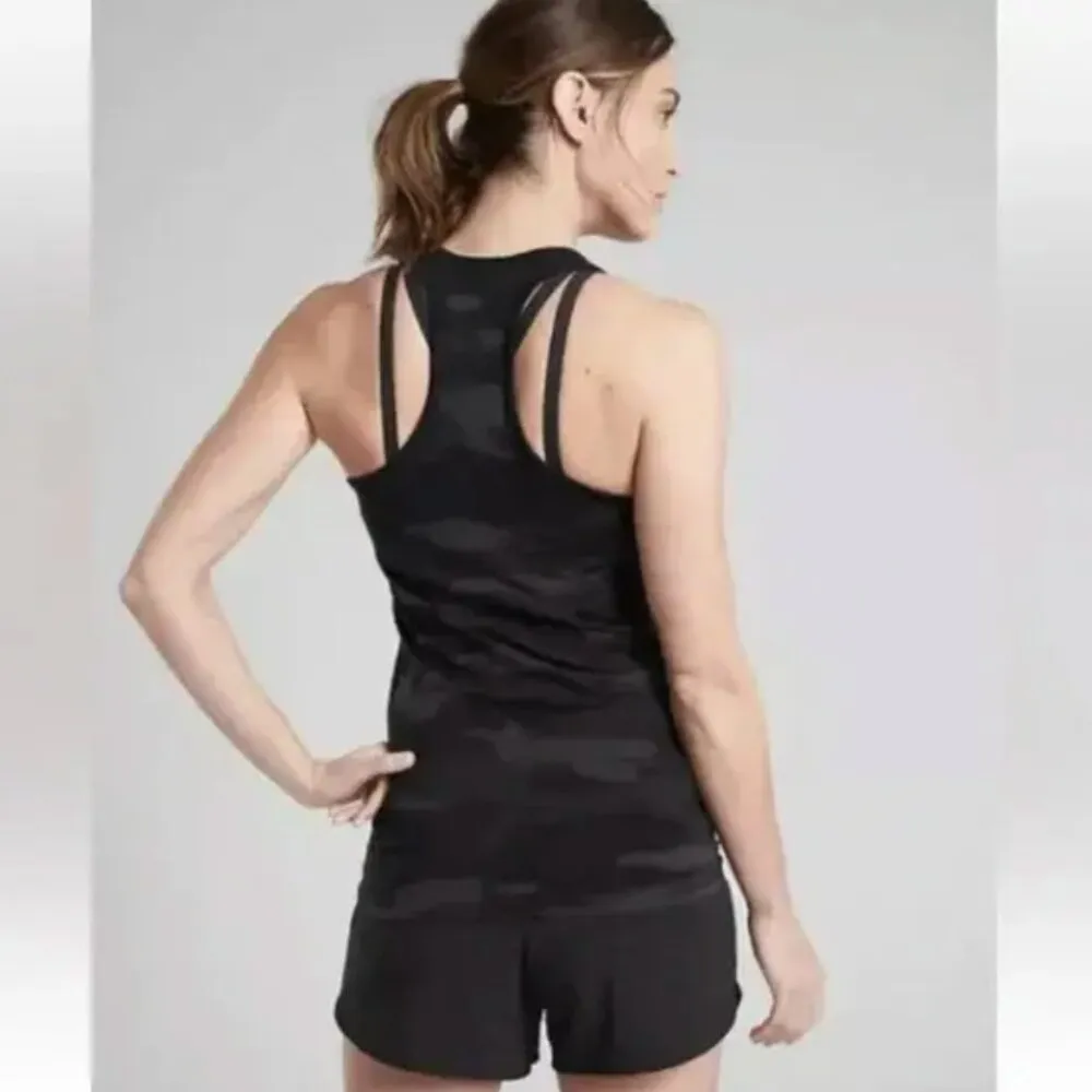 Athleta Speedlight Tank Black Gray Camo Large Racerback Running Athletic Yoga EU - Image 2