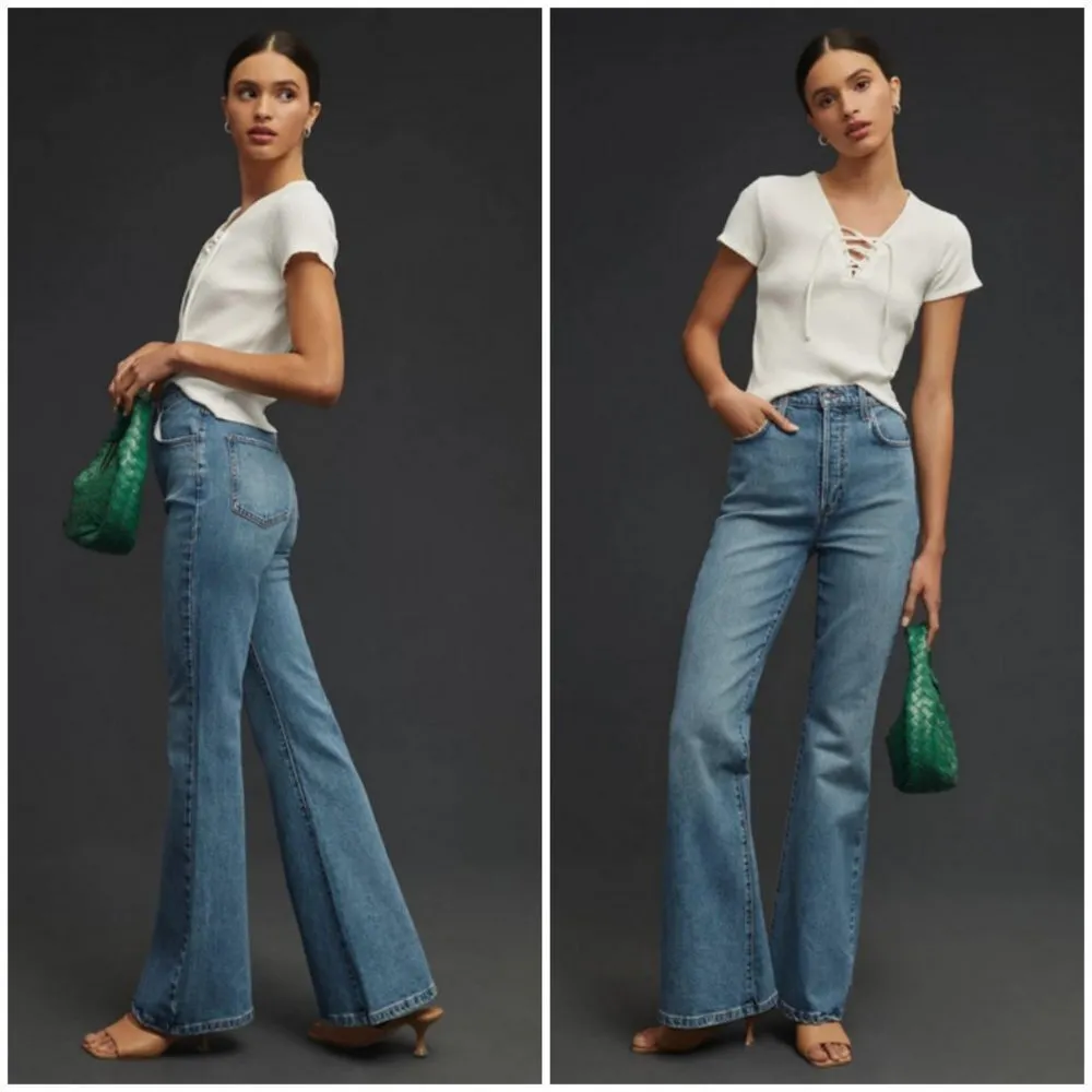 đź’•FAVORITE DAUGHTERđź’• Valentina Flare Jeans ~ Super High Rise Studio Blue 25 NWT - Image 7