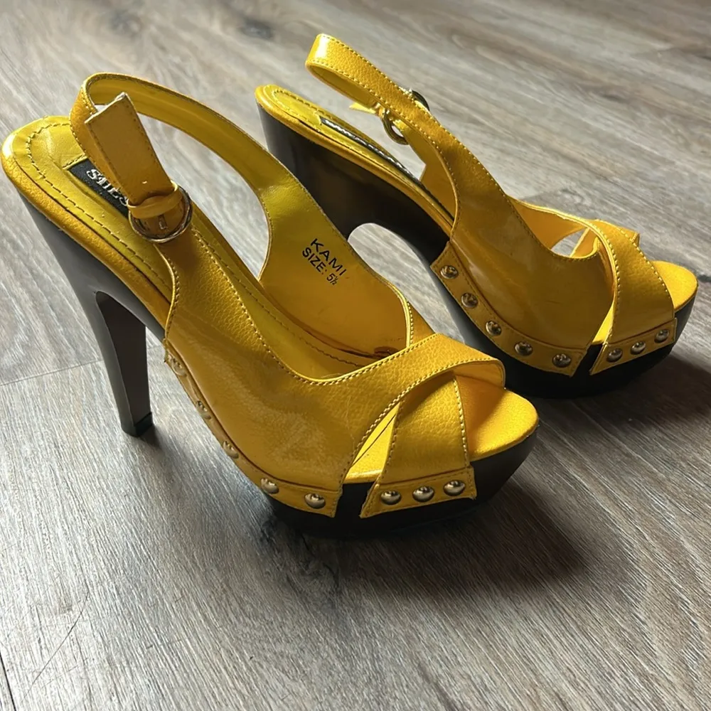Yellow Slingback Heels by Shes Collection Size 5.5 - Image 4