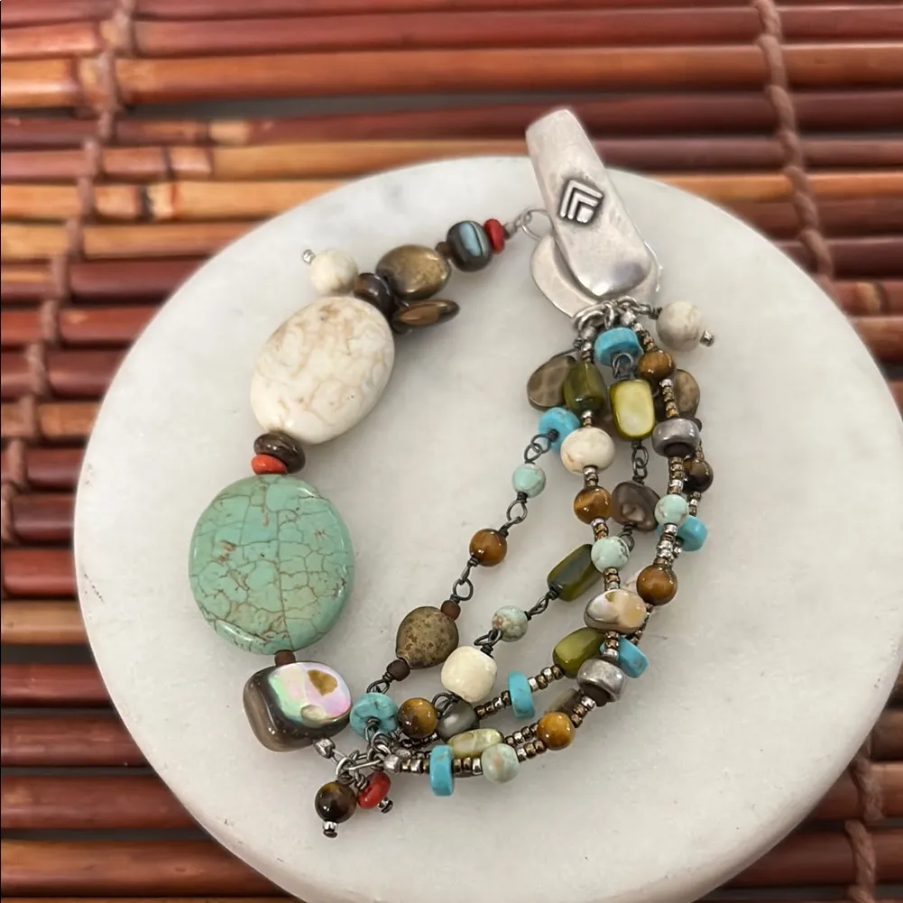 Silpada Blue and Brown Multi-Strand Bracelet Howlite - Image 2