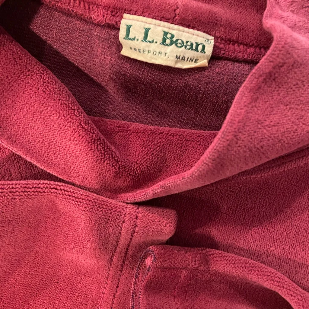 VTG L.L. Bean Size L Burgundy Velour Mock Neck Pullover Soft Split Hem Tunic Top Red Size L - Image 7