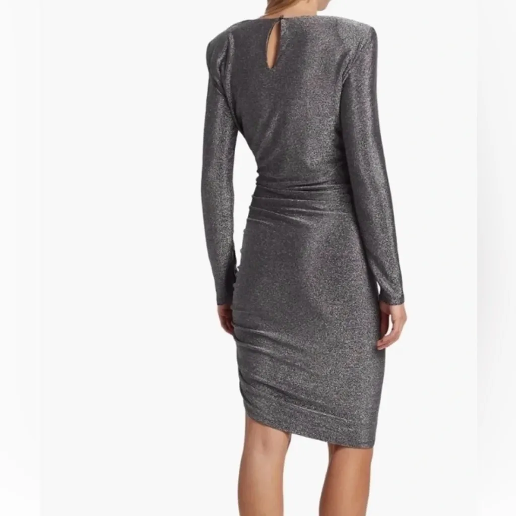 NEW Veronica Beard Cyrus Ruched Shimmer Silver  Mini Dress Sz XS - MSRP $248 - Image 2