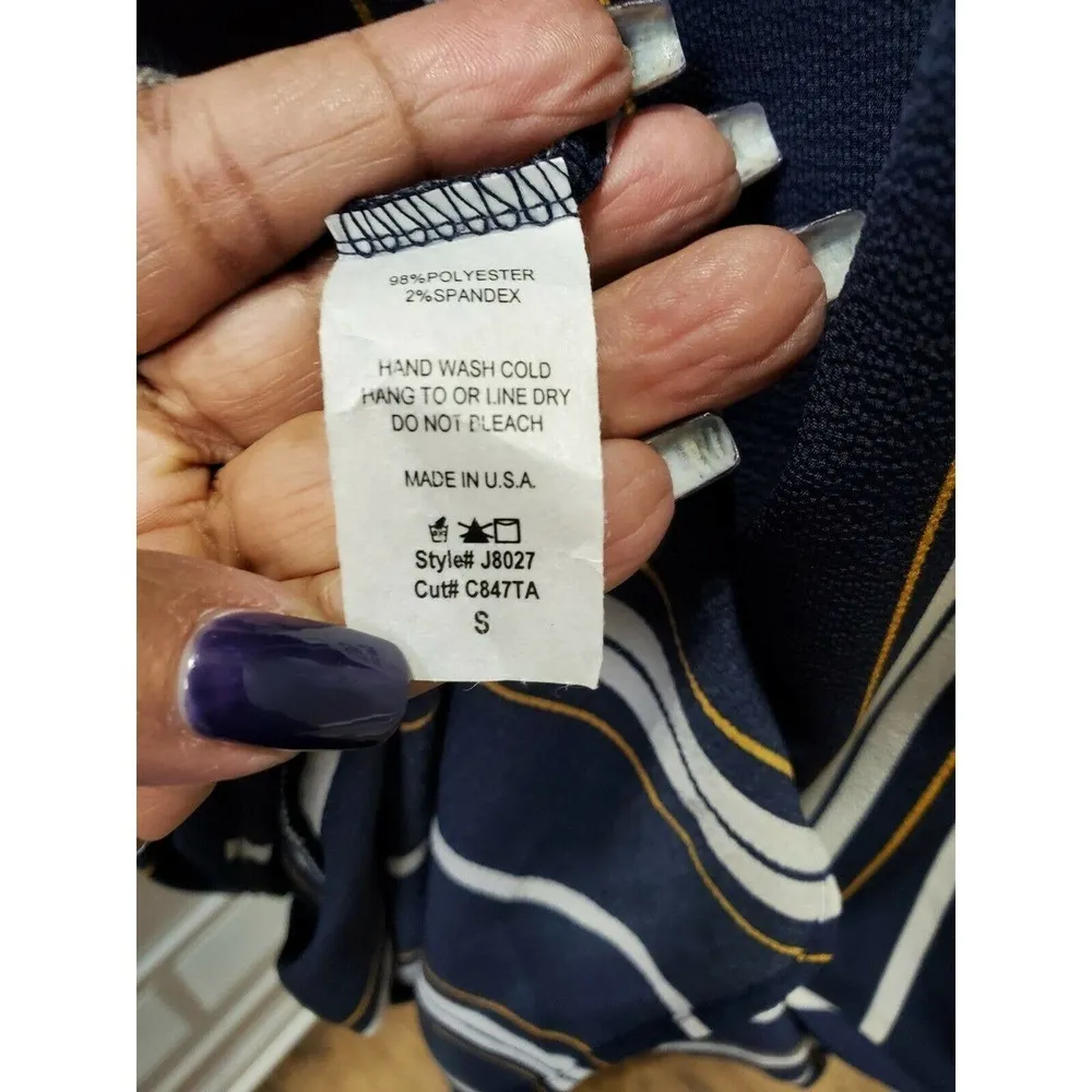 Boutique Lulu Lala Women's Blue Striped Polyester Open Front Casual Cardigan S - Image 10