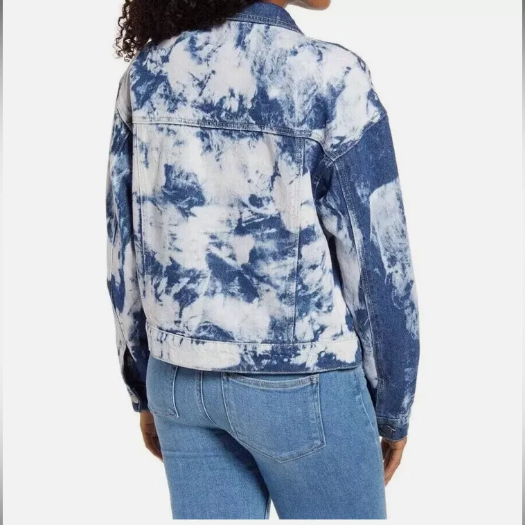 Bp Dark Wash Bleach Overdye Button Up Oversized Denim Trucker Jacket - Image 8