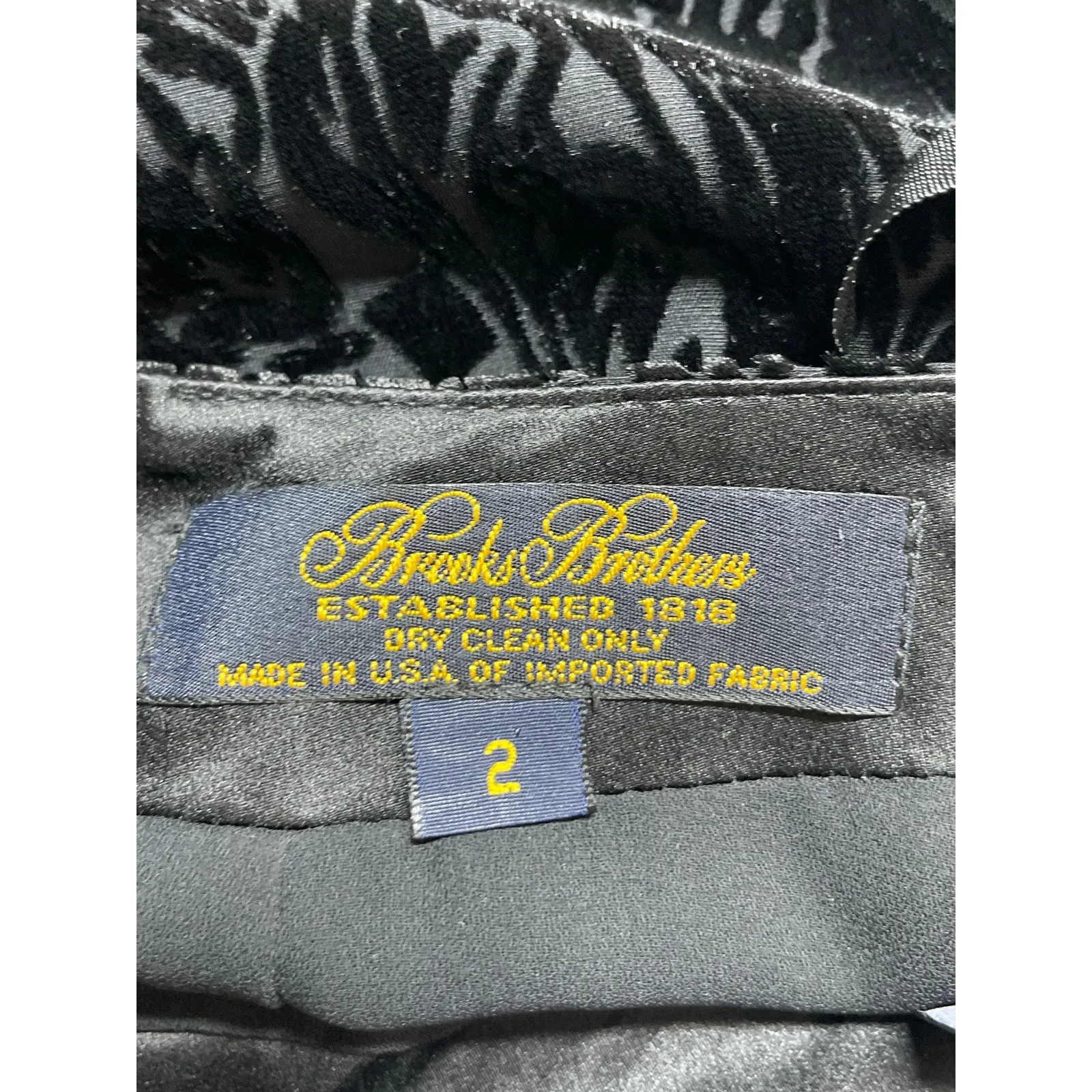 Brooks Brothers Black Burnout Velvet Velour Floral Knee Length Pencil Skirt Sz 2 - Image 3