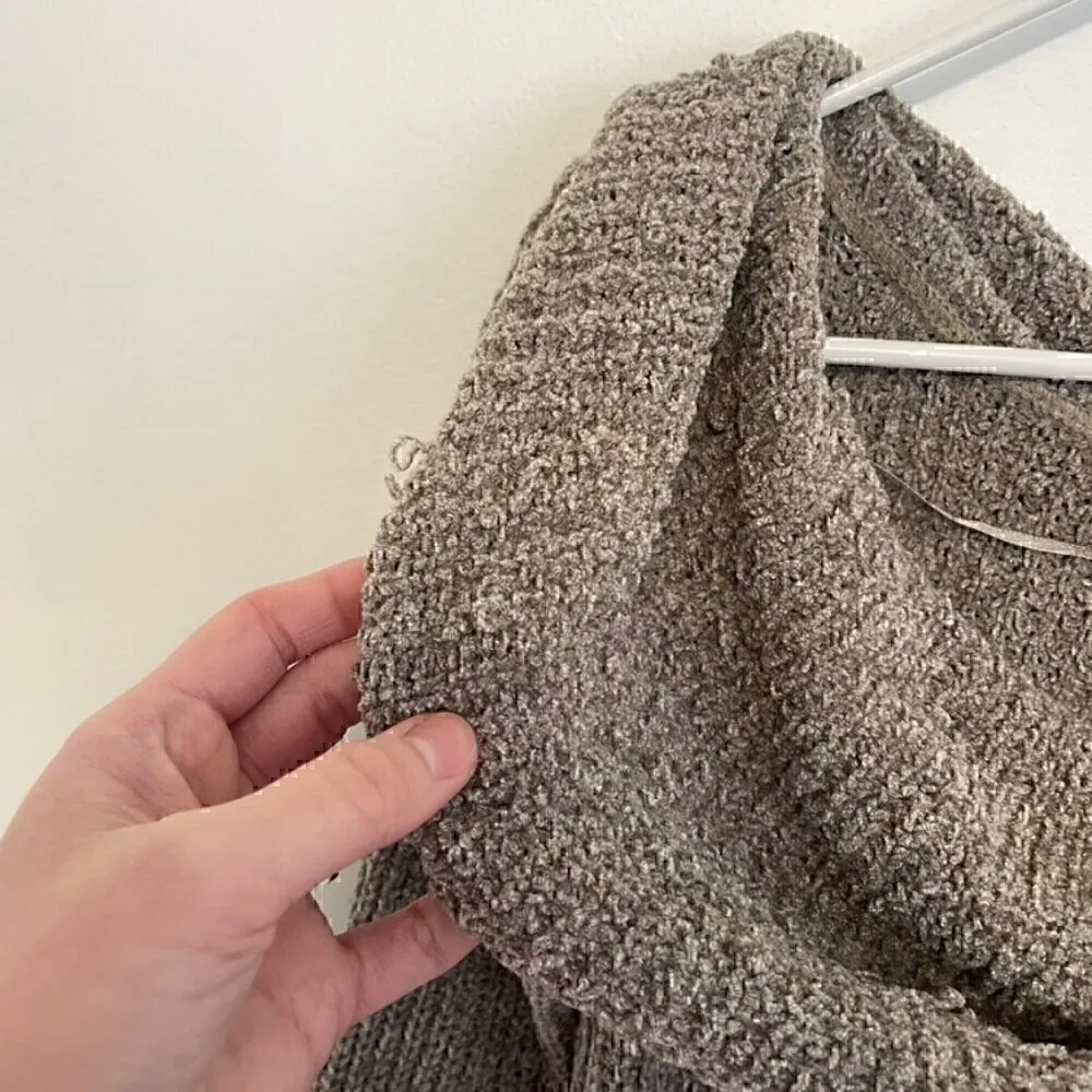 MOTH ANTHROPOLOGIE Lucerne Sweater Taupe Brown Cowl Neck / Off Shoulder Chenille - Image 7