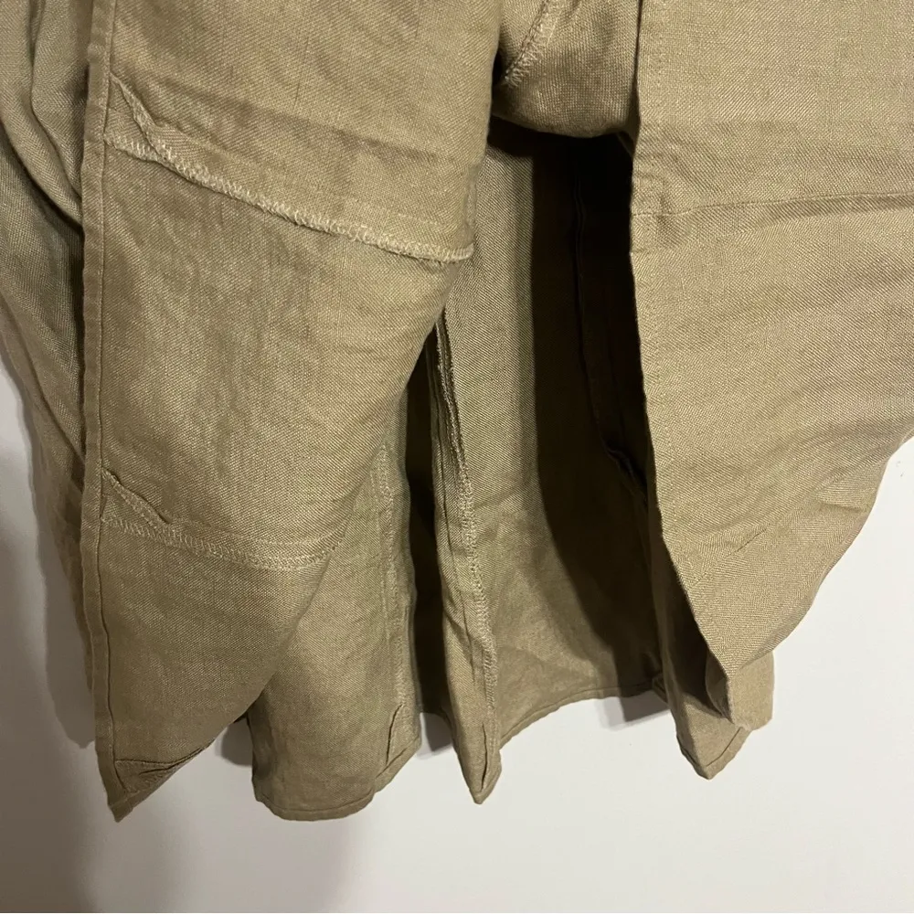 Vintage Talbots 100% Irish Linen Flared Pleated Bottom Midi Skirt‎ Size 4 Tan - Image 6