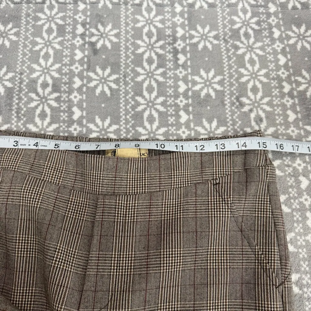 Democracy High Rise Pull On‎ Plaid Pants Brown Size 4 - Image 7