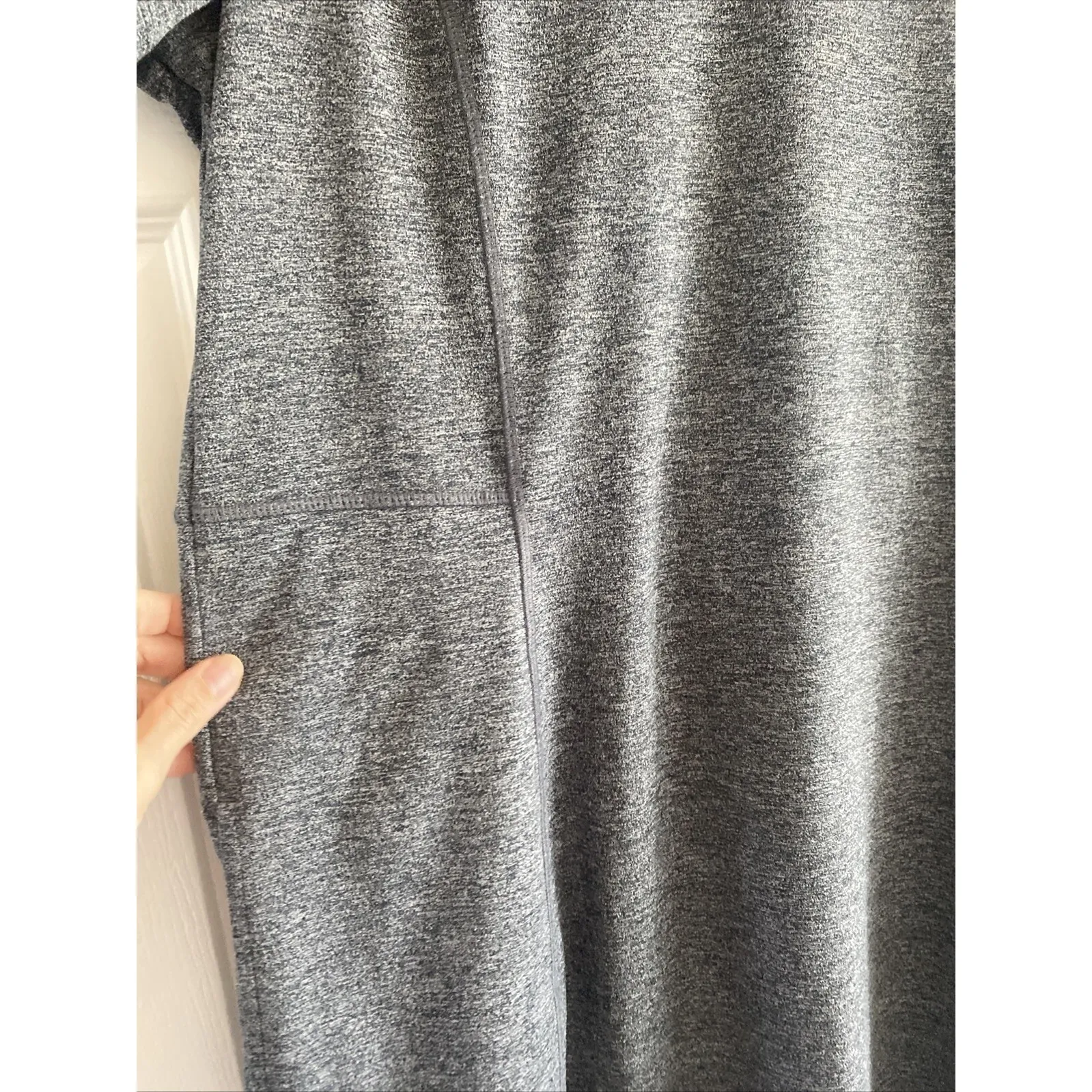 J Jill Fit Marled Gray V Neck Dress Size Medium Relaxed Midi Pockets Shirttail - Image 4