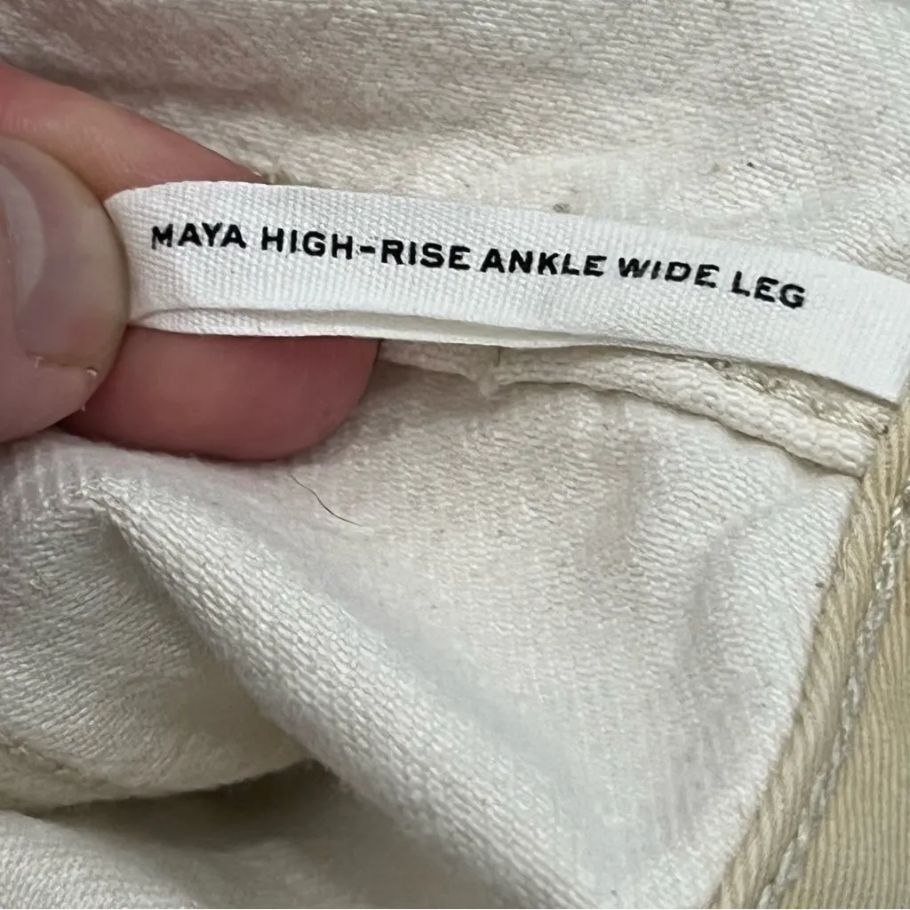 rag & bone Maya High-Rise Ankle Wide Leg Jeans Ecru Size 27 Organic Cotton - Image 15