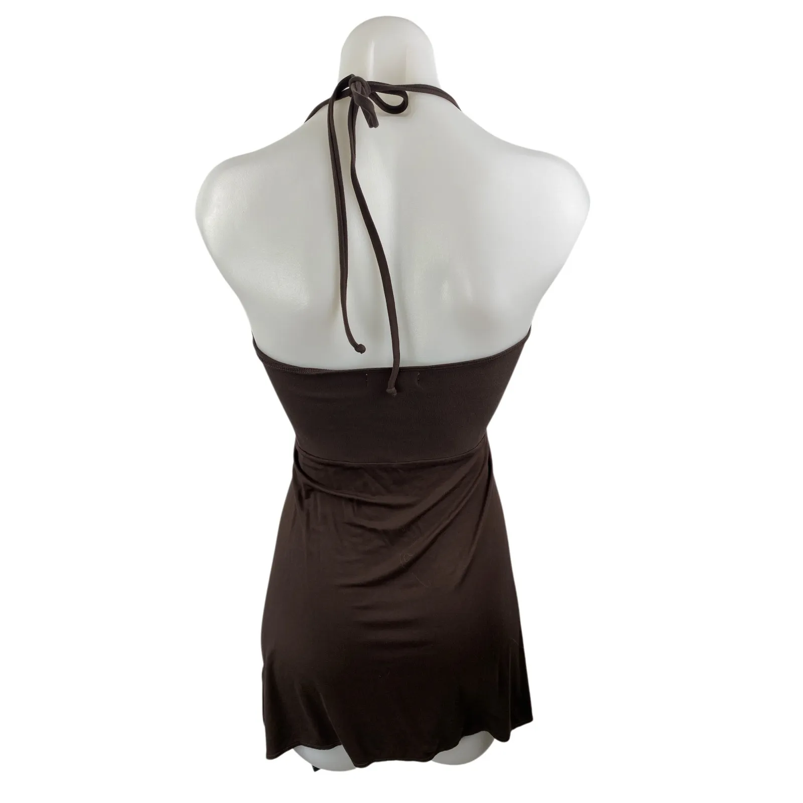Frankies Bikinis Brown Halter Sleeveless Cutout Beach Cover Up Mini Dress Size M Size M - Image 4