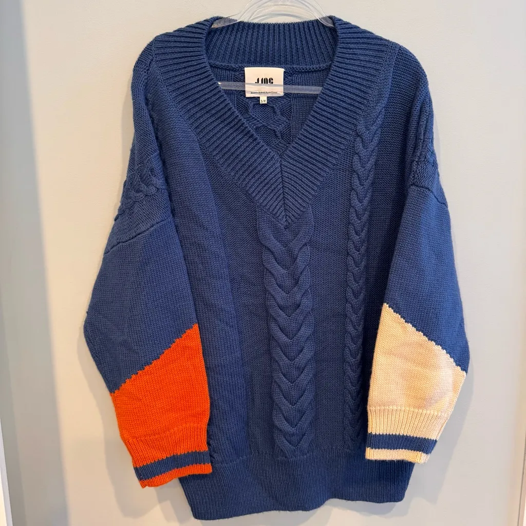 J.ING Heavyweight Oversized Varsity Sweater Size S/M Orange - Image 2