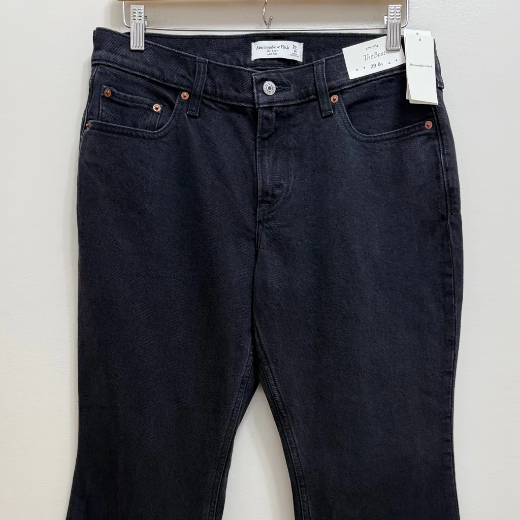 Abercrombie & Fitch The Boot Low Rise Denim Jean Black Size 29S - Image 5