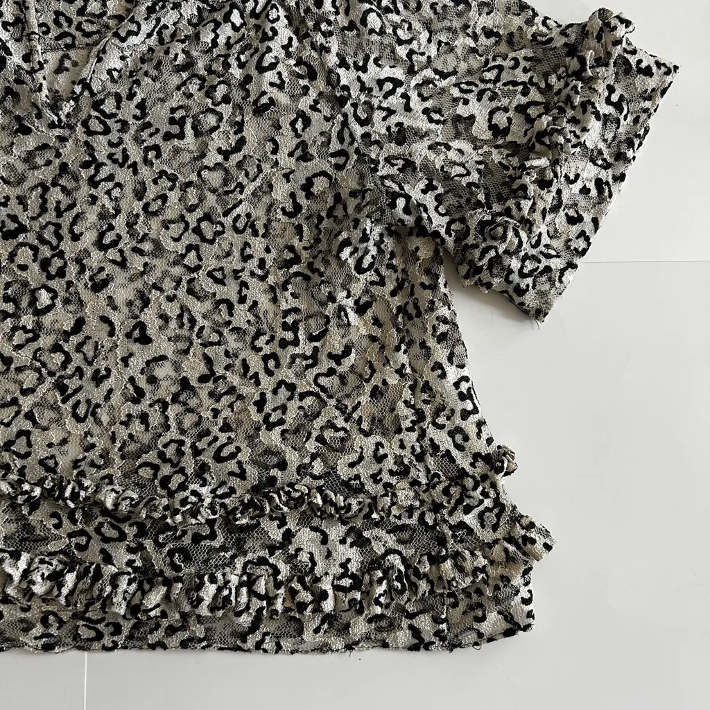 Vintage Mayle black and white leopard print mesh blouse Size M - Image 4