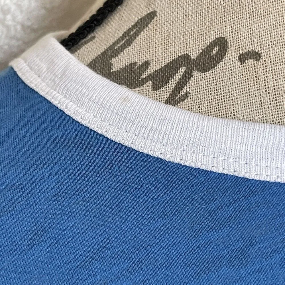 J Crew Womens Blouse Sz XXS Randy Raglan Tee Shirt Baseball Short Sleeve Striped - Image 6