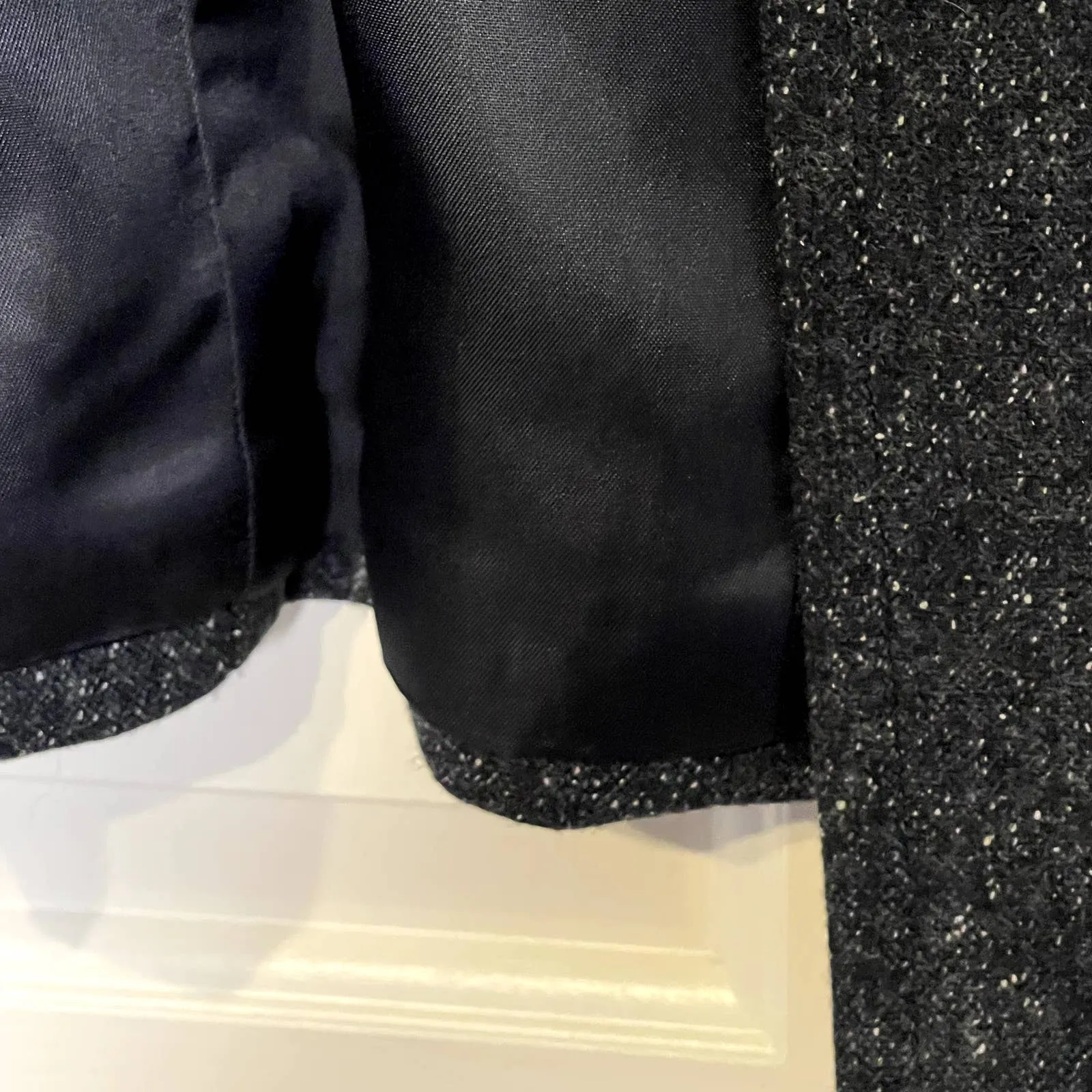 Trina Turk Inner Button SS Jacket Size 2 Gray With White Fleck Womens Wool Silk‎ - Image 5