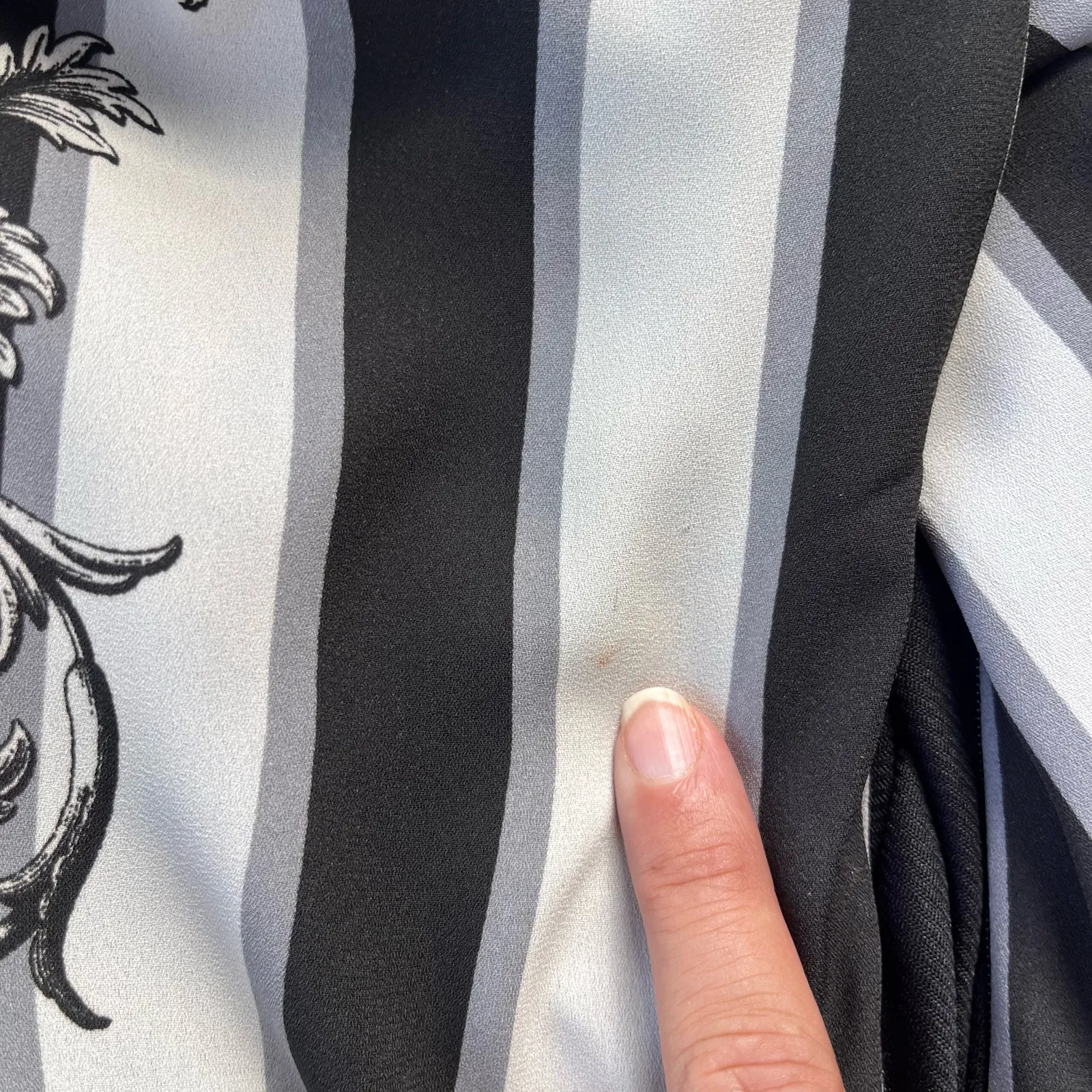 Bar III Stripe Shift Dress Sz M Black Cream Floral Mod Retro Chic Cocktail 60s - Image 8