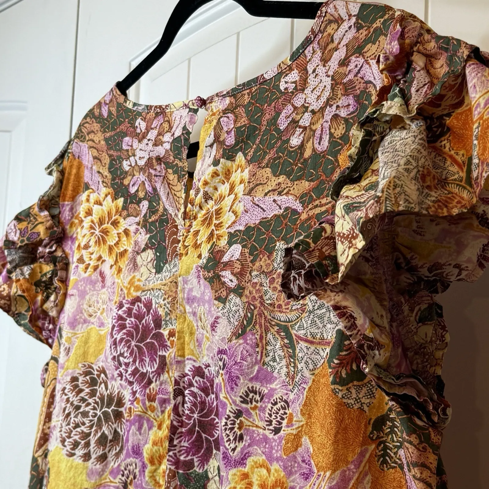 Terra & Sky Women's Ruffle Short Sleeve Top Blouse Floral Fall Plus 1X‎ 16-18 # - Image 5