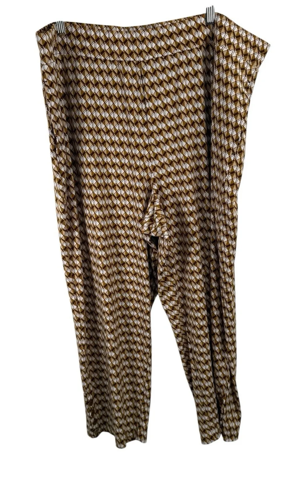 Susan Graver Brown Geoemtric Liquid Knit Pull On Pants Boho Womens Plus 1x - Image 1