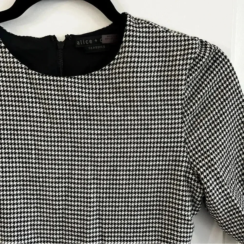 Alice + Olivia Delora Houndstooth Classic Mini Dress - Image 4