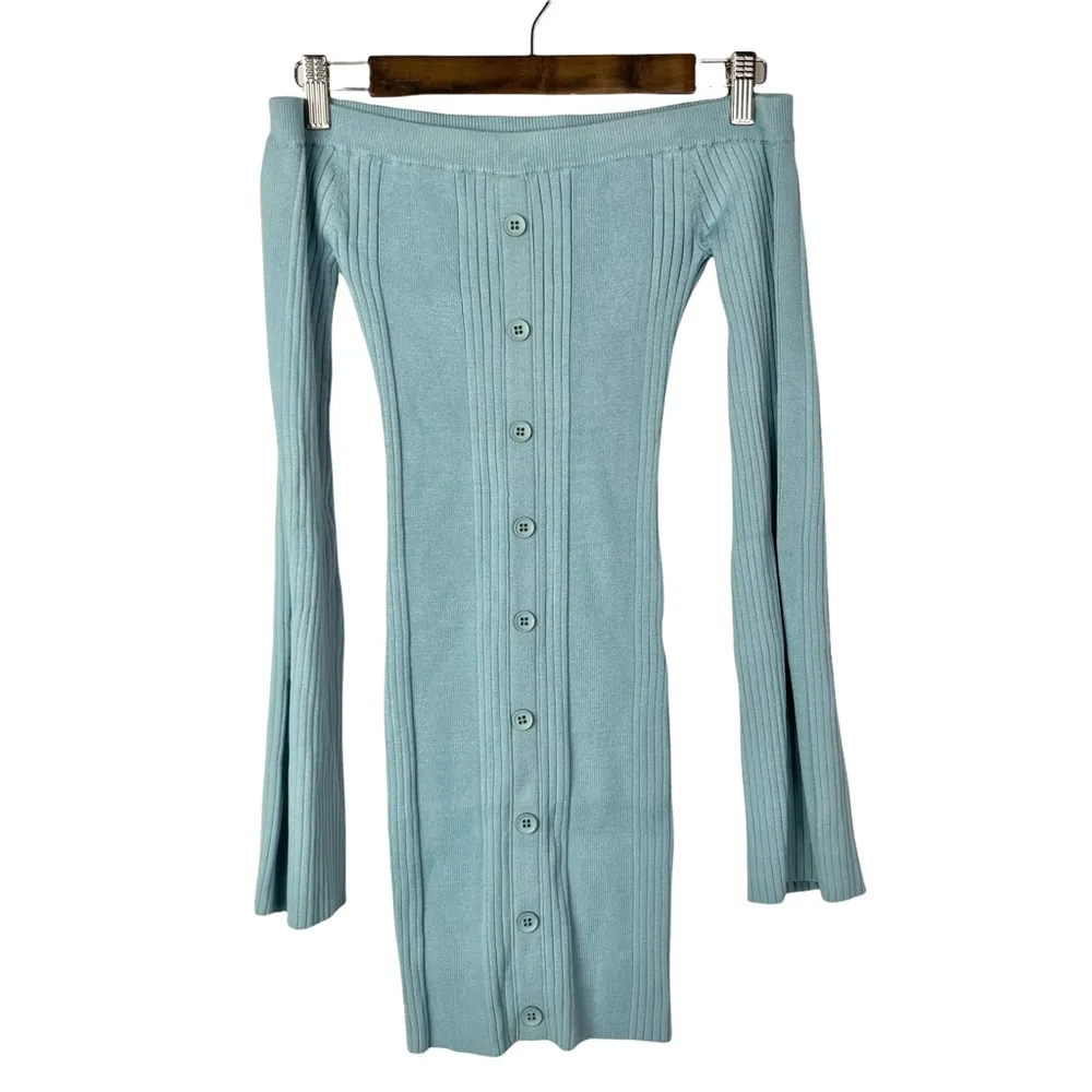 Lovers + Friends Slate Blue Adelia Off Shoulder Dress S - Image 26