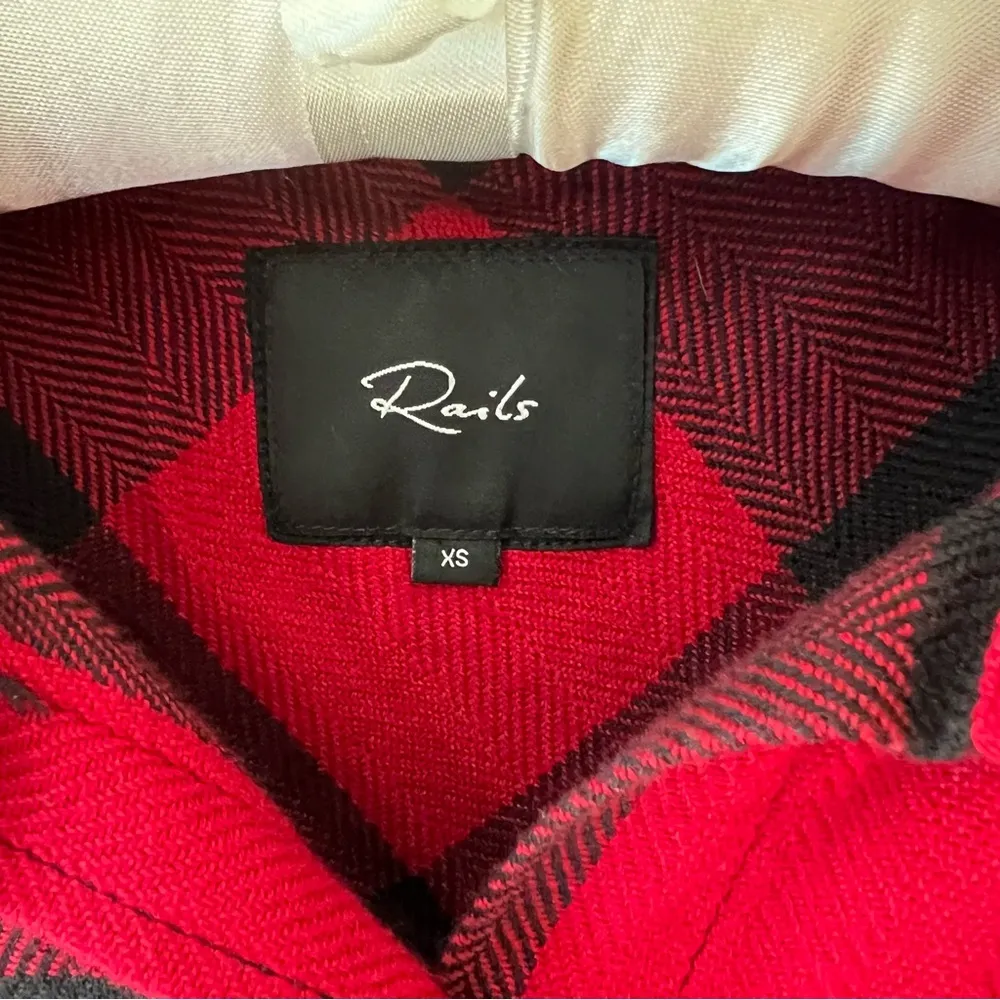 Rails Larsson Crimson Jet Button Down Shirt Blouse Buffalo Plaid XS Extra Small - Image 2