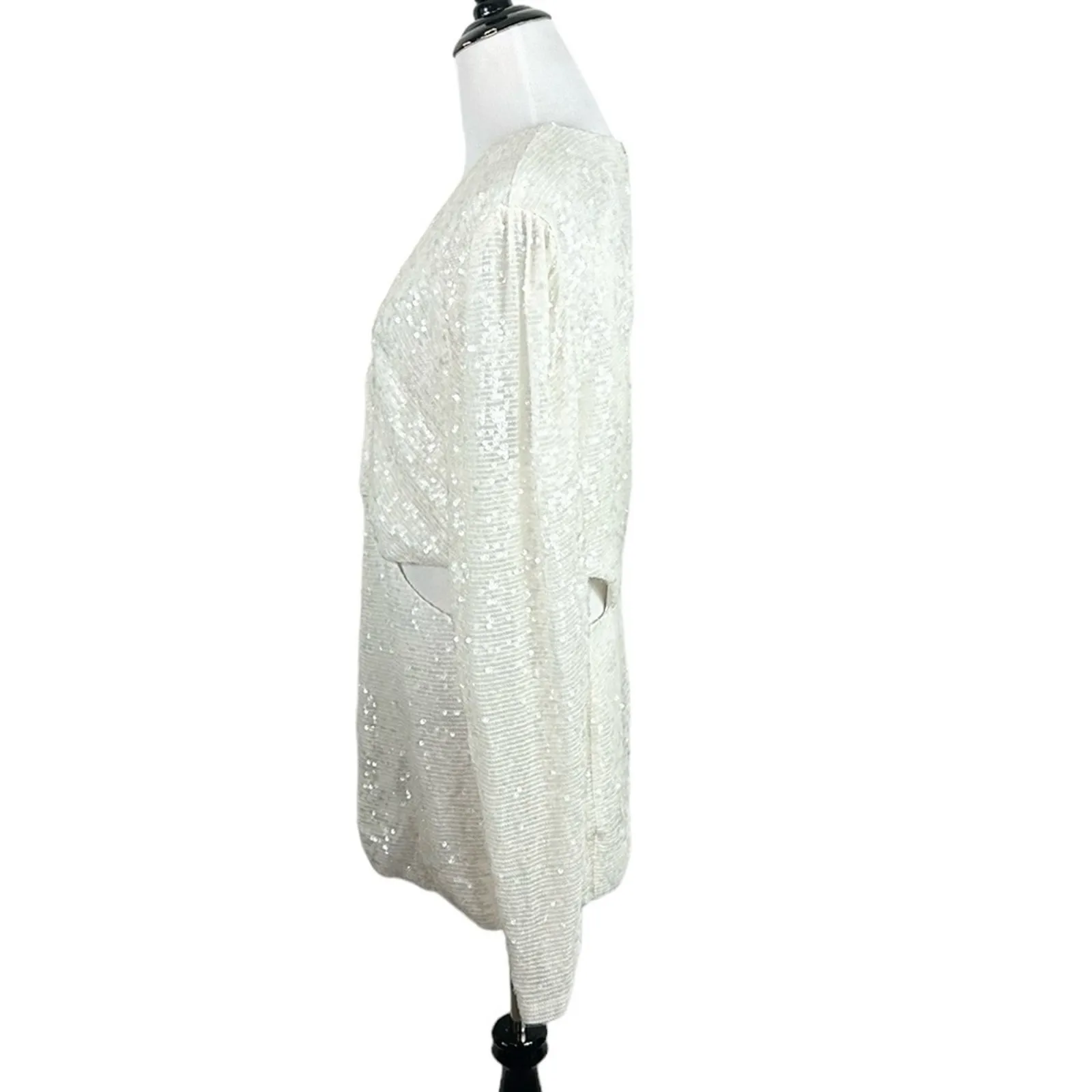 Markarian Sequin Top Rose White Sequin Side Cutout Twist Front Size 12 NEW - Image 4