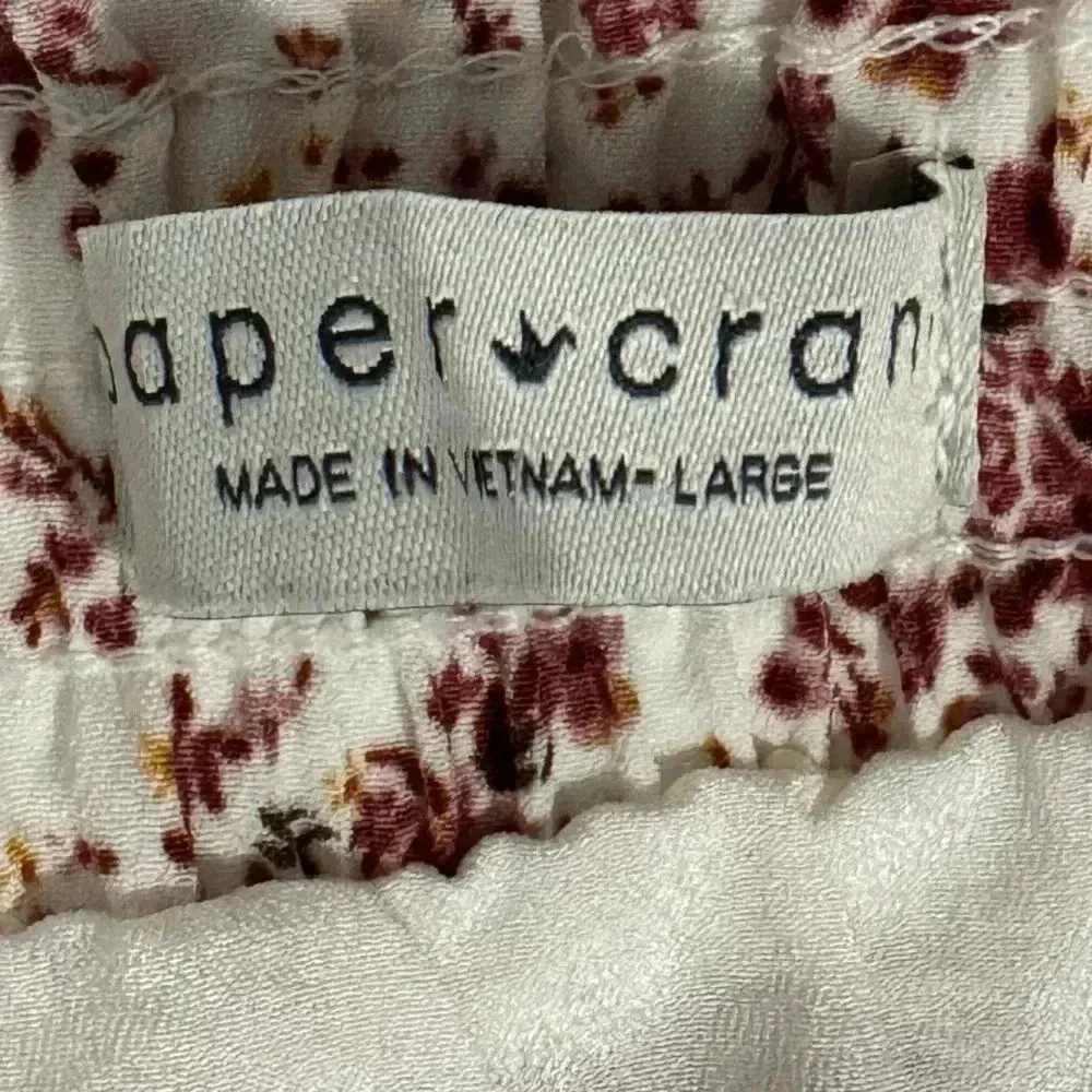 NWT PAPER CRANE Cottage Core Pull On Skirt Floral Ruffle Lined Mini Womens Large - Image 7