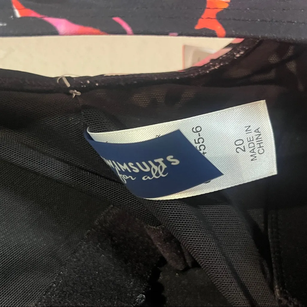 New Swimsuits For All Women’s One Piece High Neck Swimsuit Black Floral Size 20 - Image 6