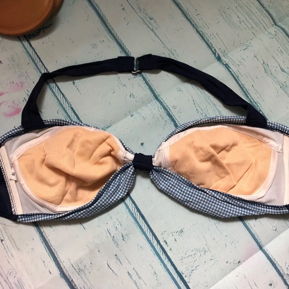 SOUTH POINT Halter Checkered Bikini Top (NWT) Blue Size 16 - Image 3