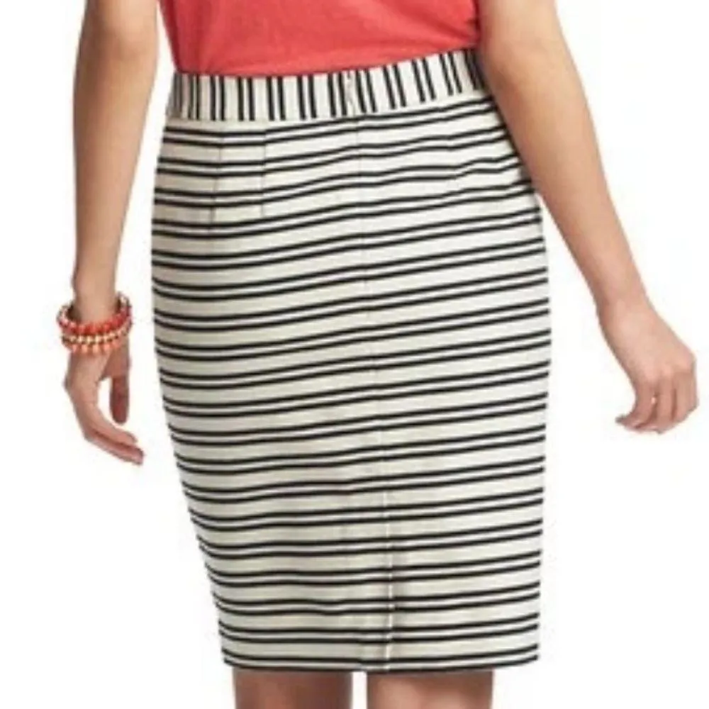 Ann Taylor LOFT Women’s Stripe Structured Cotton Pencil Skirt Size 10 - Image 2