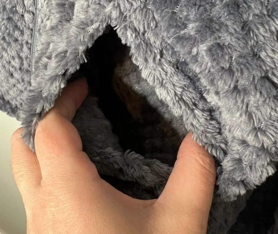 Cuddl duds gray pullover sherpa faux fur zip up front pockets soft size small - Image 6