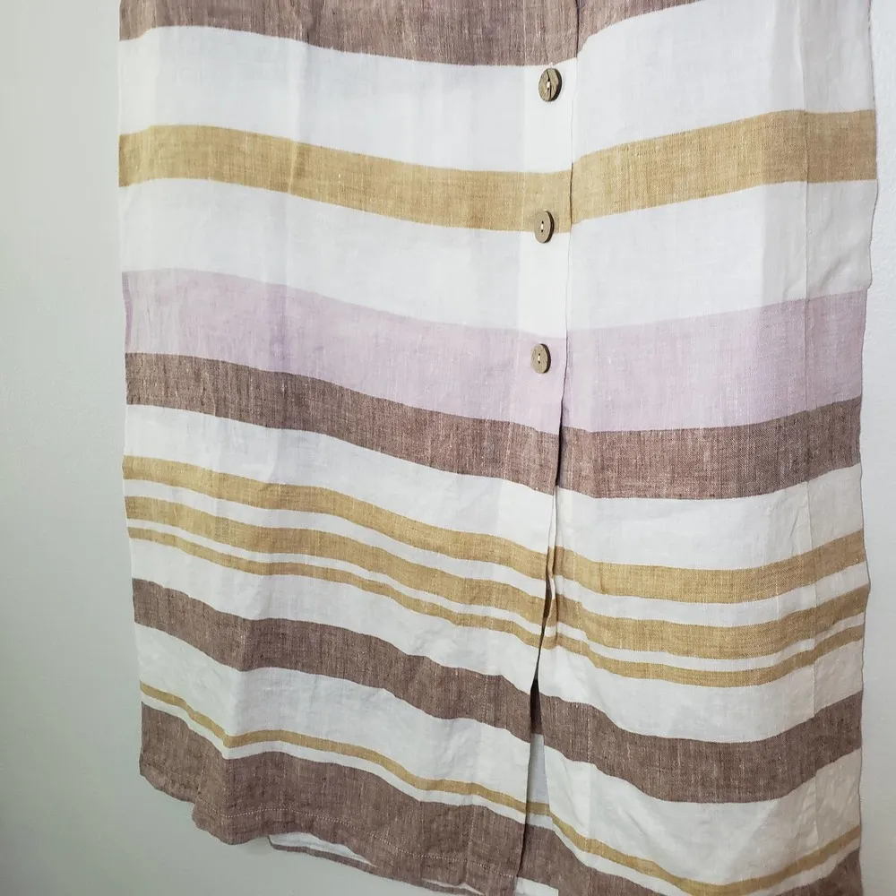Rachel Zoe Linen Maci Skirt 1 Pocket Buttondown Pastel Stripes Sz Medium - Image 4