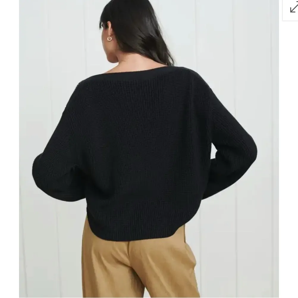 Jenni Kayne NWT Cotton Boat Neck Sweater Black Size L - Image 2